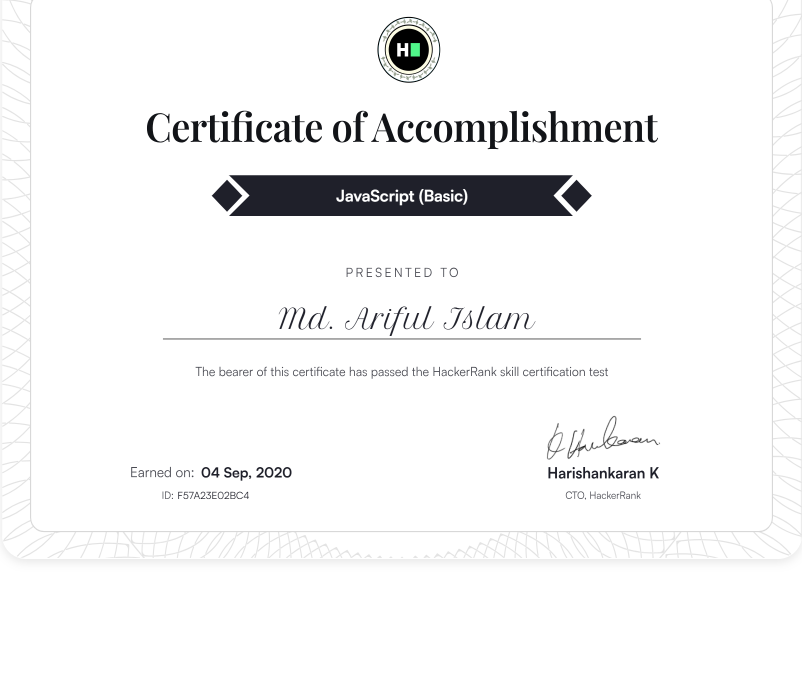 JavaScript (Basic) certificate